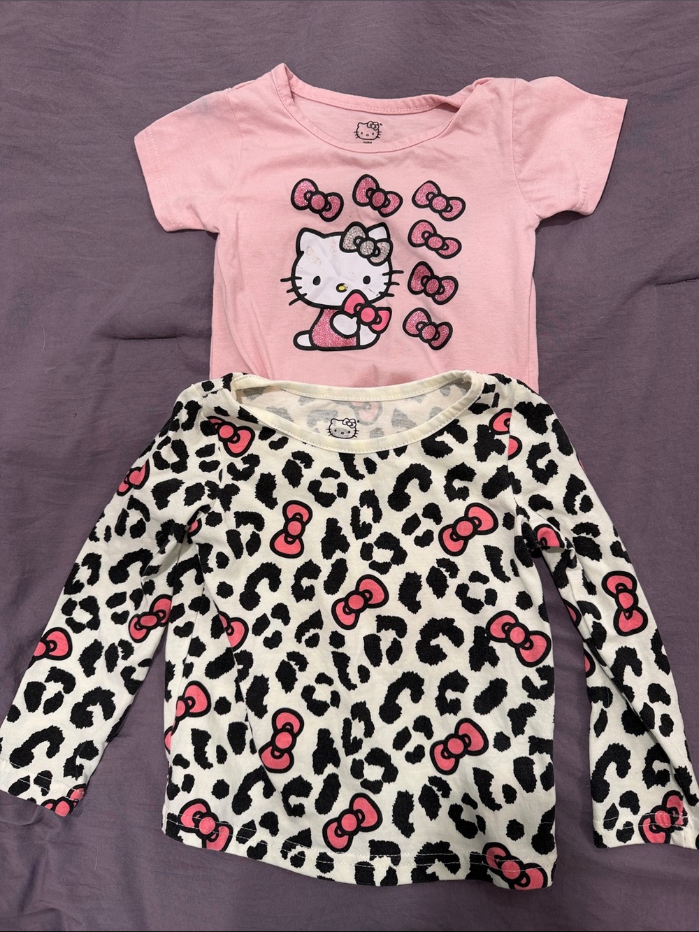 Hello Kitty Pink and Cream Leopard Bow Two-Piece Top Set